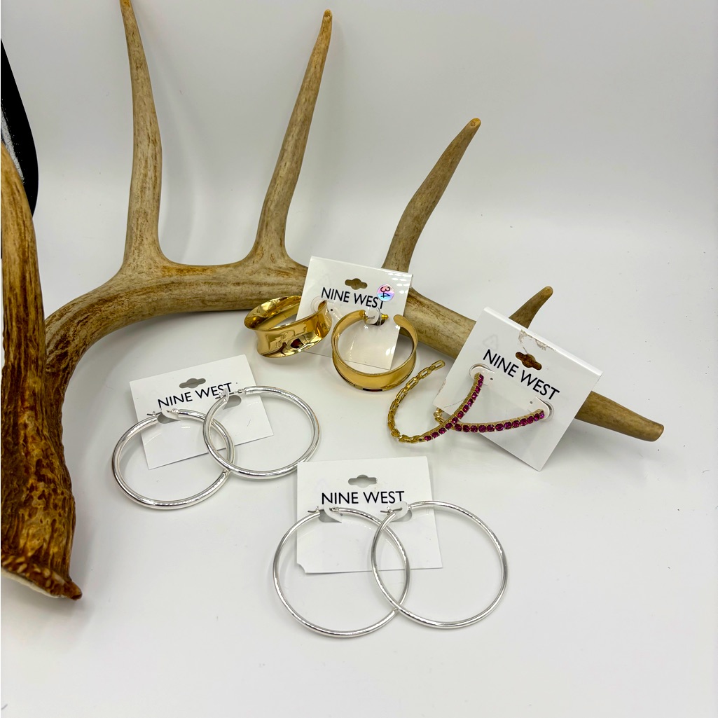 Nine West Gold And Silver Hoop Earrings Set 18$